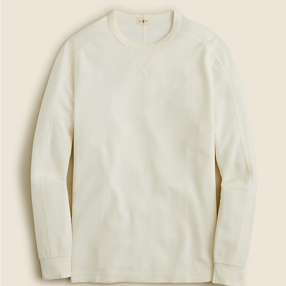 J crew beach thermal crewneck linen cotton Cream Long Sleeve large